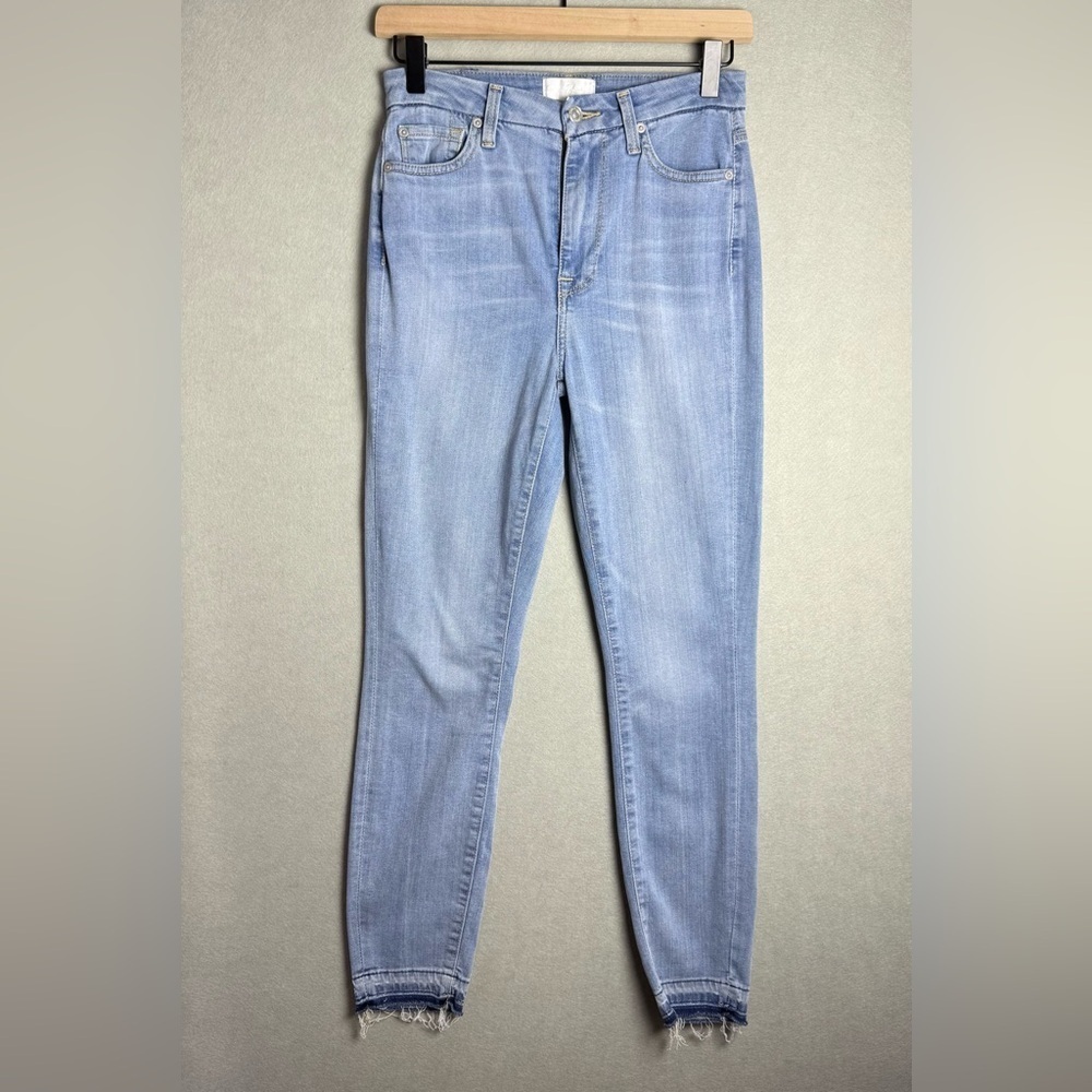 7 For All Mankind Women’s Skinny Blue Stone Wash Jeans Stretch Size 27 Rn#115561